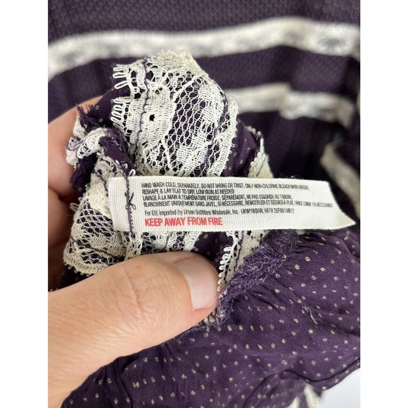 Free People Intimately Small Trapeze Lace Voile Polka Dot Purple Slip Dress - Picture 5 of 5